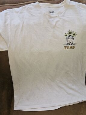 Vans White Graphic Tee with Yellow Detail
